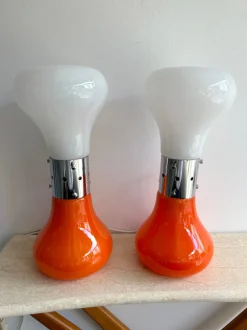 Best Pamono Italian Murano Glass and Metal Chrome Birillo Lamps by Carlo Nason for Mazzega, 1970s, Set of 2