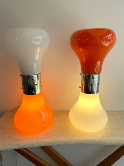 Best Pamono Italian Murano Glass and Metal Chrome Birillo Lamps by Carlo Nason for Mazzega, 1970s, Set of 2