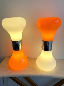 Best Pamono Italian Murano Glass and Metal Chrome Birillo Lamps by Carlo Nason for Mazzega, 1970s, Set of 2