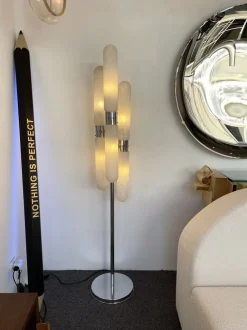 Best Pamono Italian Murano Glass, Metal & Chrome Floor Lamp from Mazzega, 1970s