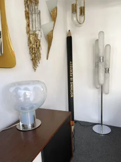 Best Pamono Italian Murano Glass, Metal & Chrome Floor Lamp from Mazzega, 1970s