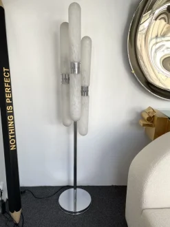 Best Pamono Italian Murano Glass, Metal & Chrome Floor Lamp from Mazzega, 1970s