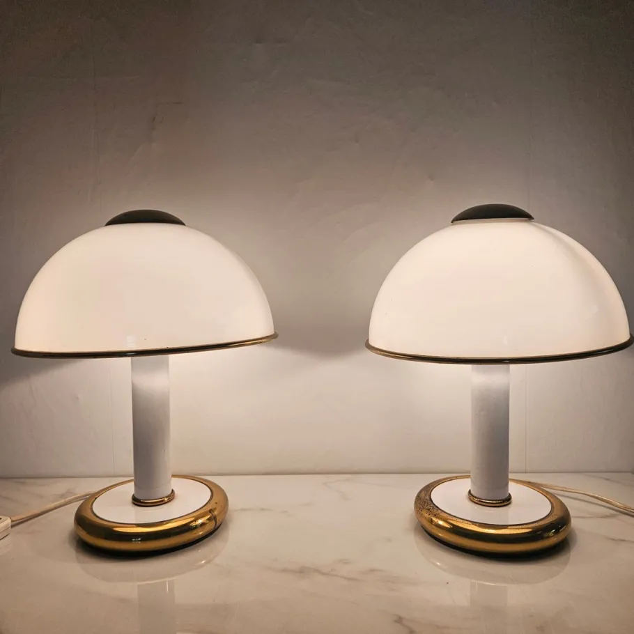 Clearance Pamono Italian Murano Glass Table Lights from F. Fabbian, 1970s, Set of 2