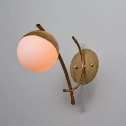 Best Pamono Italian Sconces in Brass with Opaline Glass Globes, 1950s, Set of 2