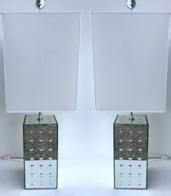 Best Pamono Italian Silver Optical Murano Glass Lamps by Roberto Giulio Rida, 2010s, Set of 2