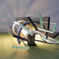 Best Pamono Italian Smoked & Clear Glass Sconces in Style of Veca, 1970s, Set of 2