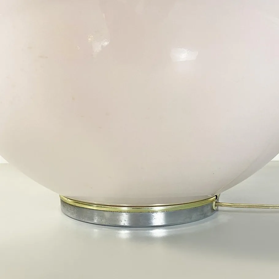 Clearance Pamono Italian Space Age Metal, Orange Plastic and White Opaline Glass Table Lamp, 1970s