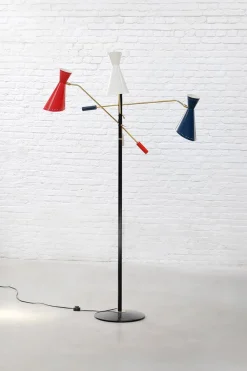 New Pamono Italian Tricolor Counterweight Diabolo Floor Lamp, 1950