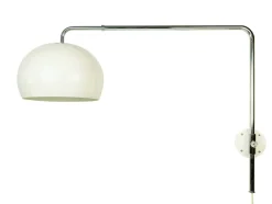 Best Pamono Italian White Painted & Chrome Plated Metal Extendable Arm Wall Lamp, 1970s