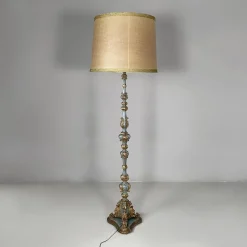 Sale Pamono Italian Wood Floor Lamp with Gold Leaf and Light Blue Lacquer, 1940s