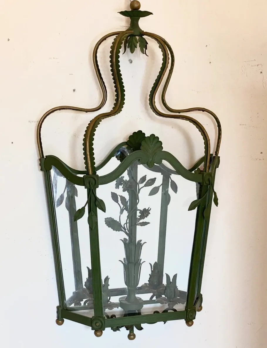 Best Pamono Lacquered Iron Wall Lantern, 1940s