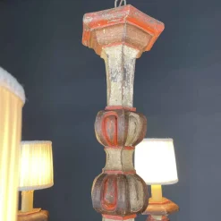 Best Pamono Lacquered Wood Chandelier, 1970s