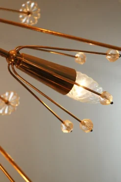 Best Pamono Large 24 Karat Gold-Plated Snowflake Pendant Lamp by Emil Stejnar for Rupert Nikoll, Vienna, Austria, 1960s