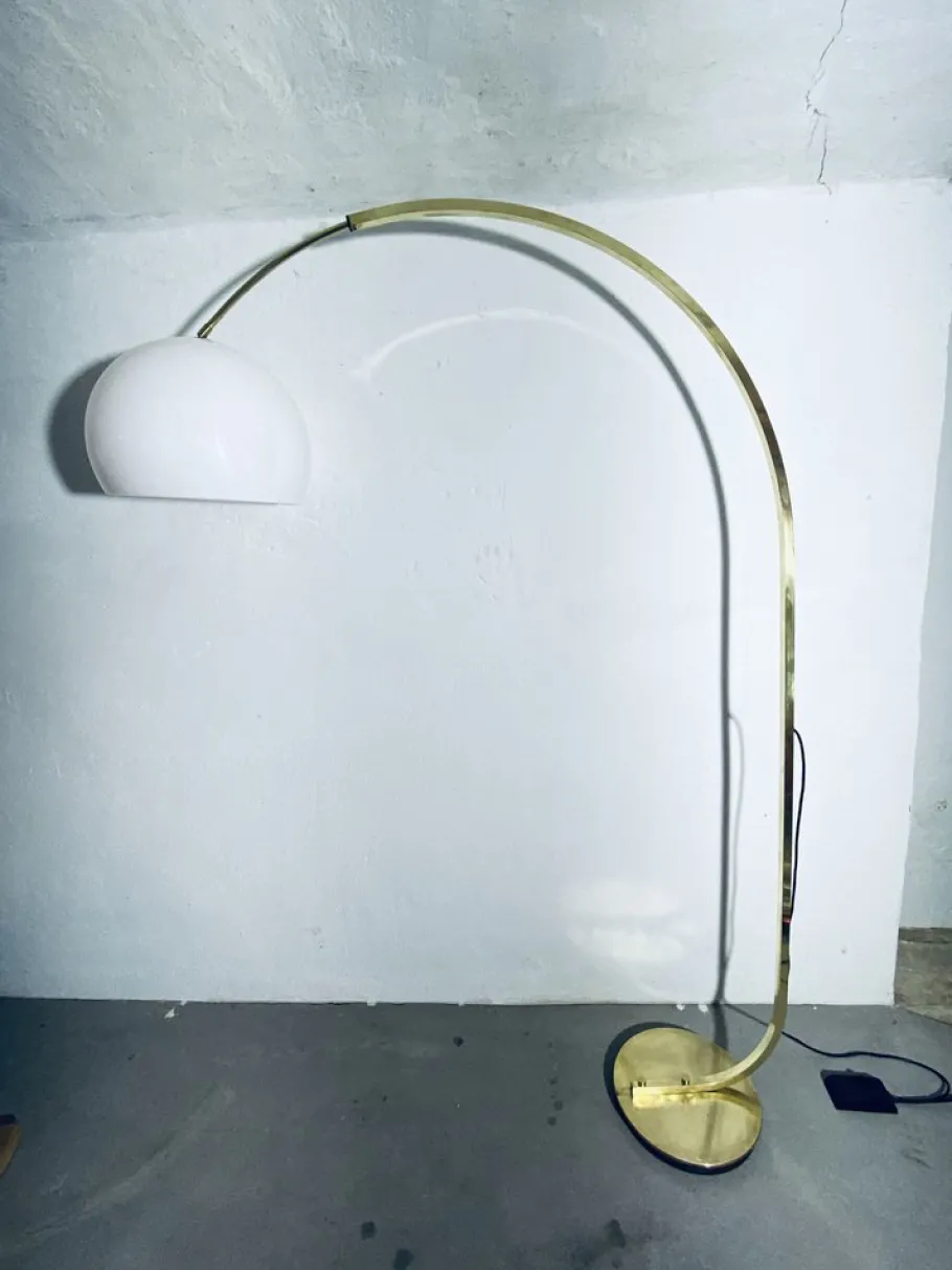 Pamono Large Adjustable Brass Arch Lamp, 1970s
