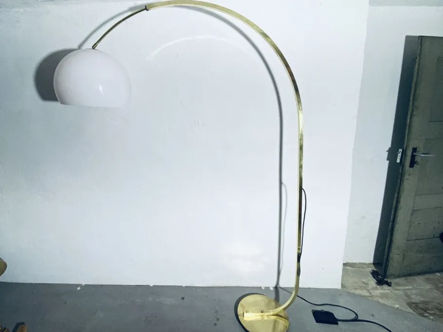 Pamono Large Adjustable Brass Arch Lamp, 1970s