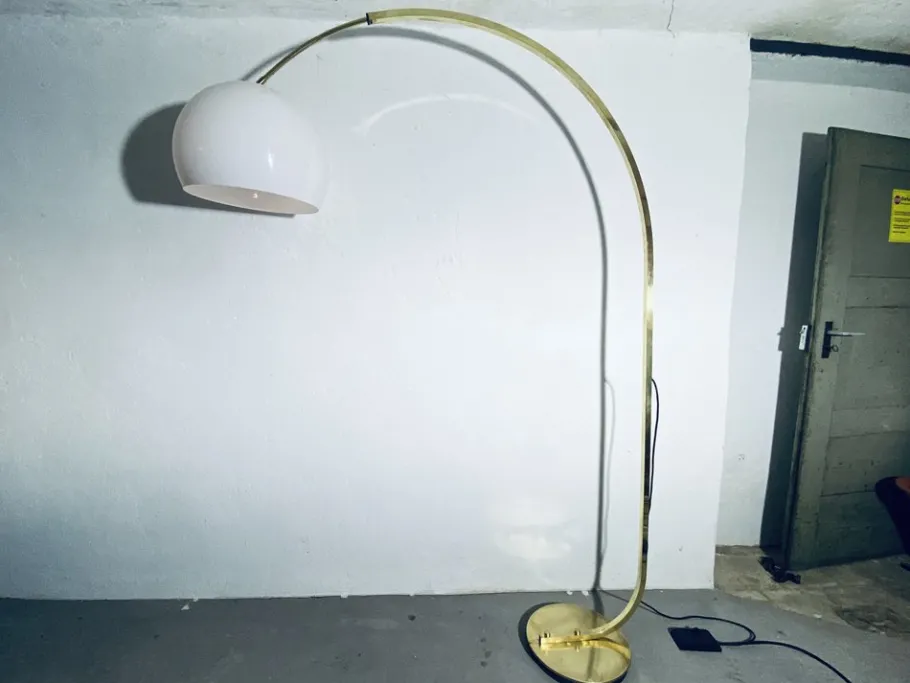 Pamono Large Adjustable Brass Arch Lamp, 1970s