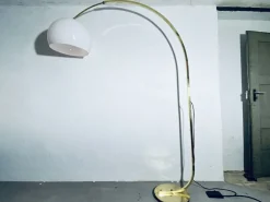 Pamono Large Adjustable Brass Arch Lamp, 1970s