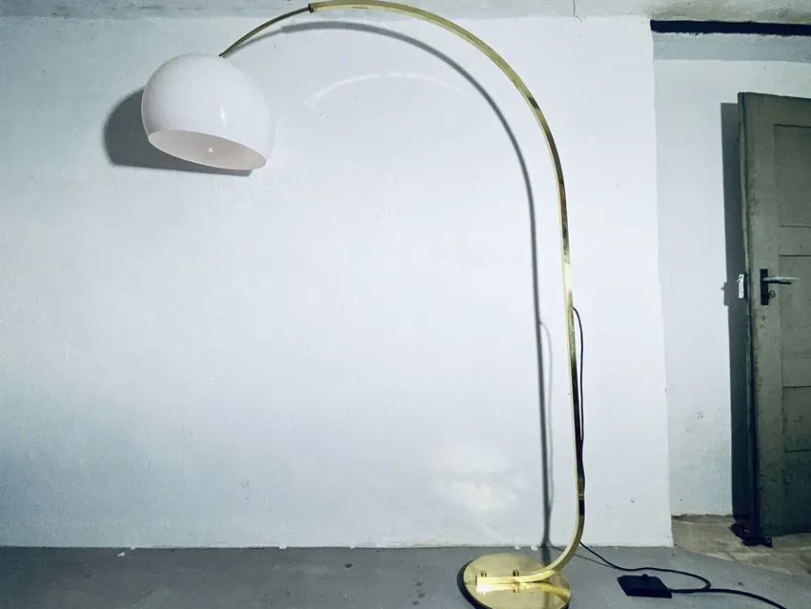Pamono Large Adjustable Brass Arch Lamp, 1970s