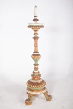 Pamono Large Antique French Carved Gilded Torch Lamp