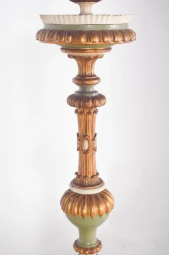 Pamono Large Antique French Carved Gilded Torch Lamp