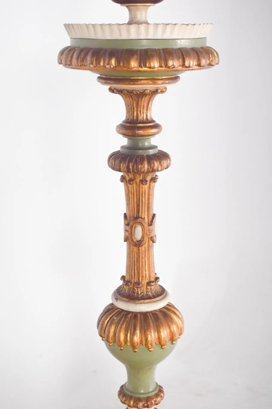 Pamono Large Antique French Carved Gilded Torch Lamp