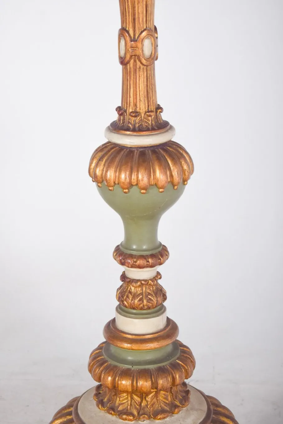 Pamono Large Antique French Carved Gilded Torch Lamp