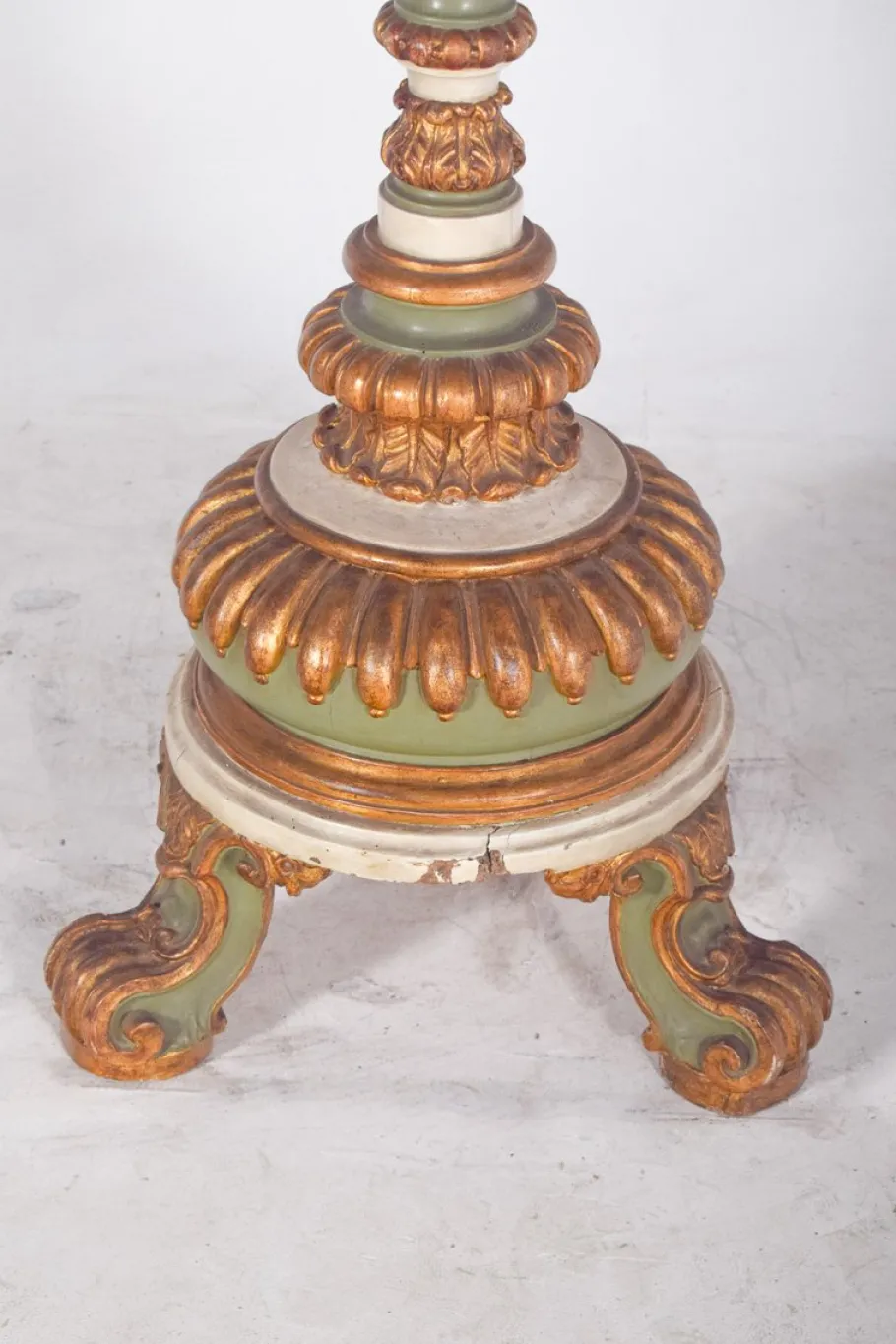 Pamono Large Antique French Carved Gilded Torch Lamp