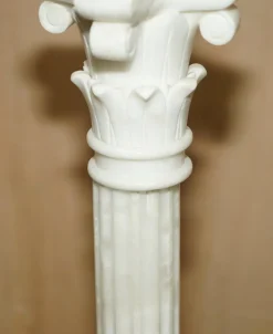 Best Pamono Large Antique Italian Corinthian Pillar Side Table Lamp in Carrara Marble