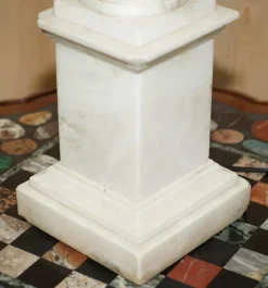 Best Pamono Large Antique Italian Corinthian Pillar Side Table Lamp in Carrara Marble