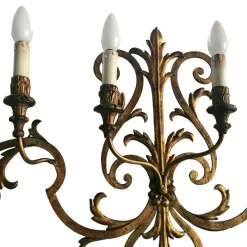 Best Pamono Large Antique Wall Light in Wrought Iron, 1890s