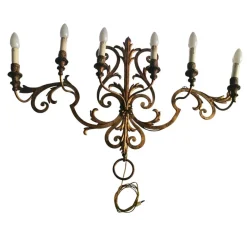 Best Pamono Large Antique Wall Light in Wrought Iron, 1890s