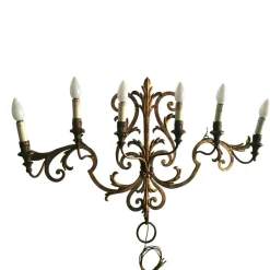 Best Pamono Large Antique Wall Light in Wrought Iron, 1890s