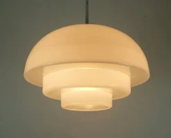 Best Pamono Large Art Deco Bauhaus Glass Pendant Light by August Walther & Sons, 1930s