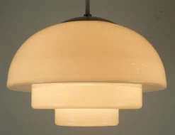 Best Pamono Large Art Deco Bauhaus Glass Pendant Light by August Walther & Sons, 1930s