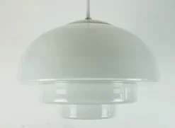 Best Pamono Large Art Deco Bauhaus Glass Pendant Light by August Walther & Sons, 1930s