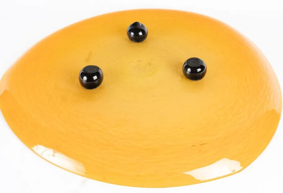 Best Pamono Large Art Deco Bowl in Yellow-Orange Pâte de Verre from Schneider, 1930s