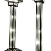Pamono Large Art Deco Floor Lamps Hotel Hammered Iron and Glass, France, 1930s, Set of 2