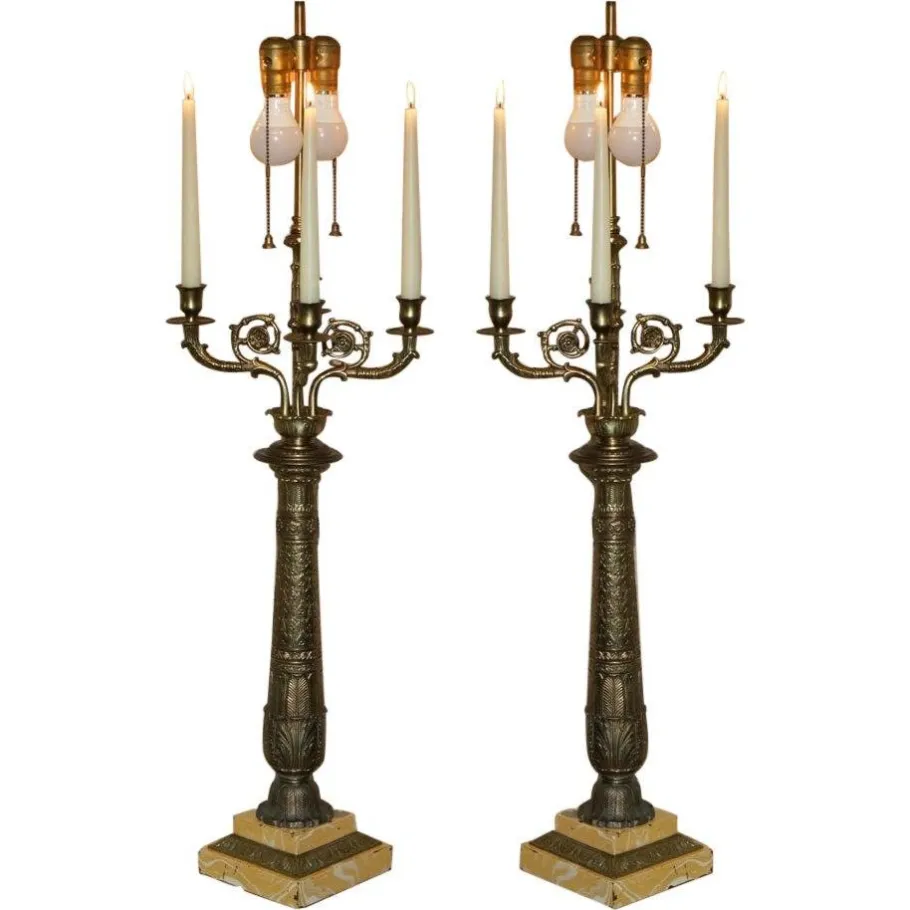 Clearance Pamono Large 4-Branch Candelabra Table Lamps from Warren Kessler New York, 1960s, Set of 2