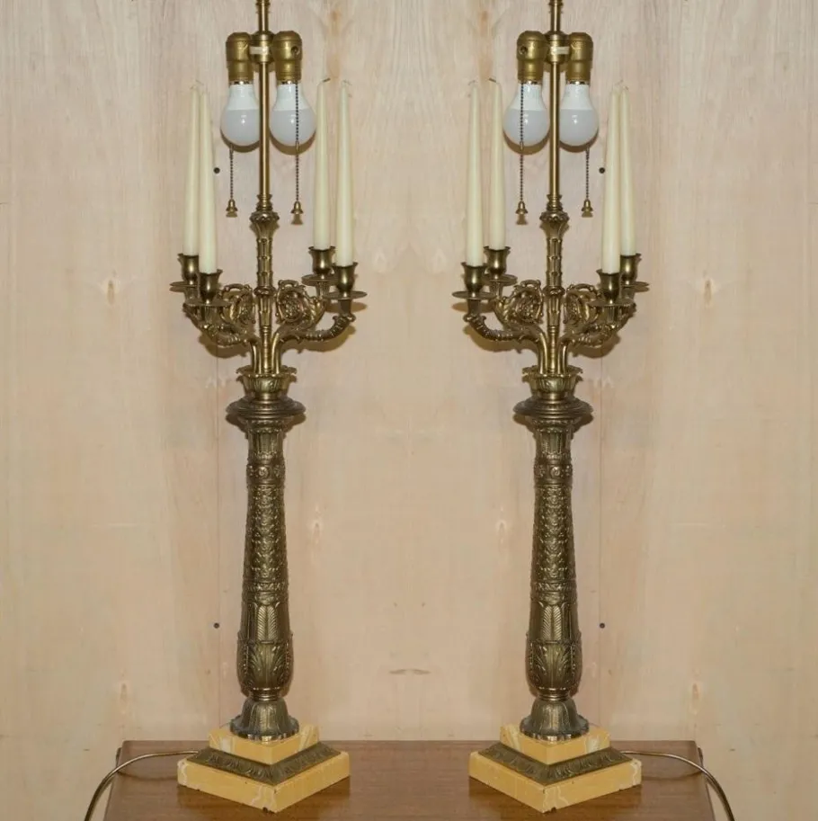Clearance Pamono Large 4-Branch Candelabra Table Lamps from Warren Kessler New York, 1960s, Set of 2