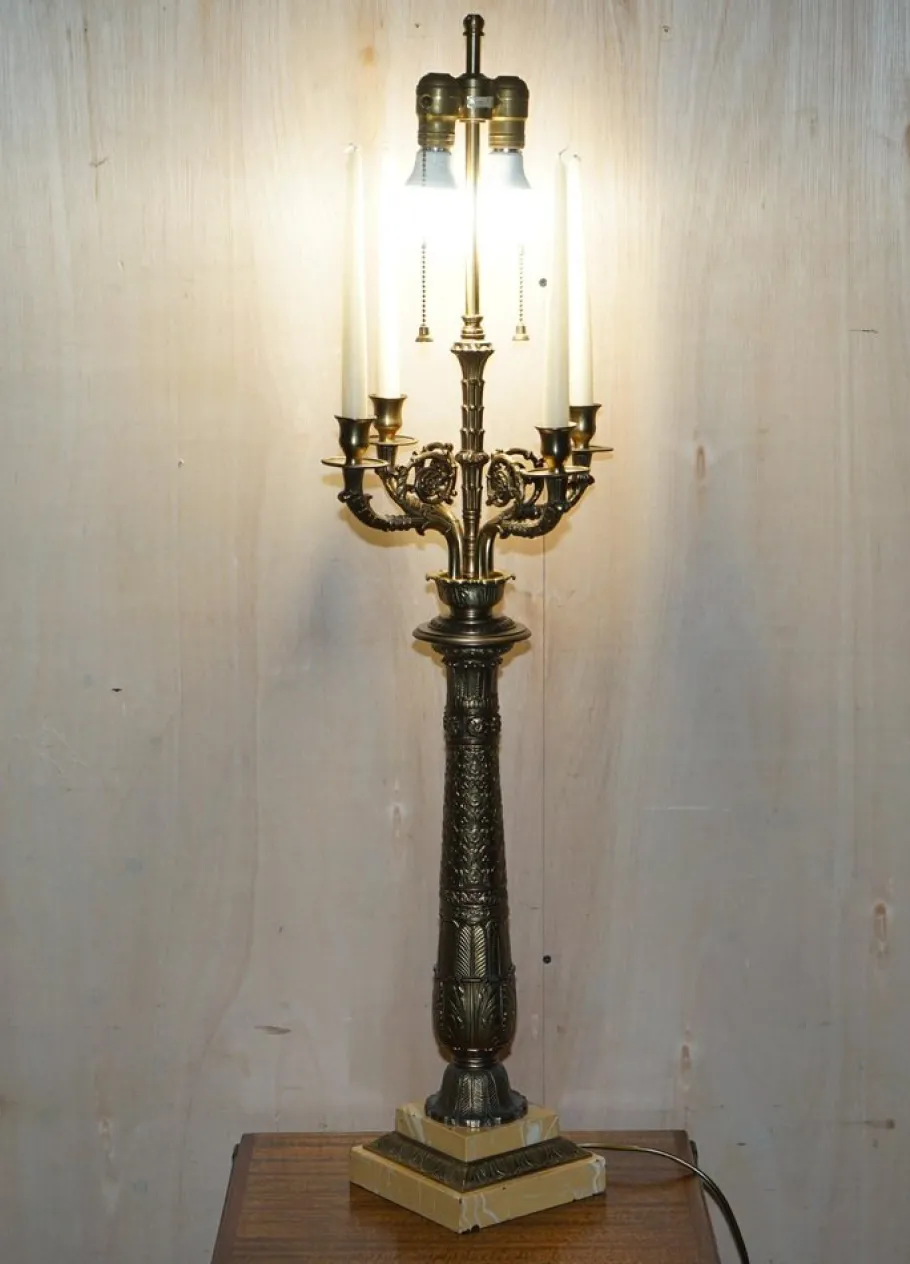 Clearance Pamono Large 4-Branch Candelabra Table Lamps from Warren Kessler New York, 1960s, Set of 2