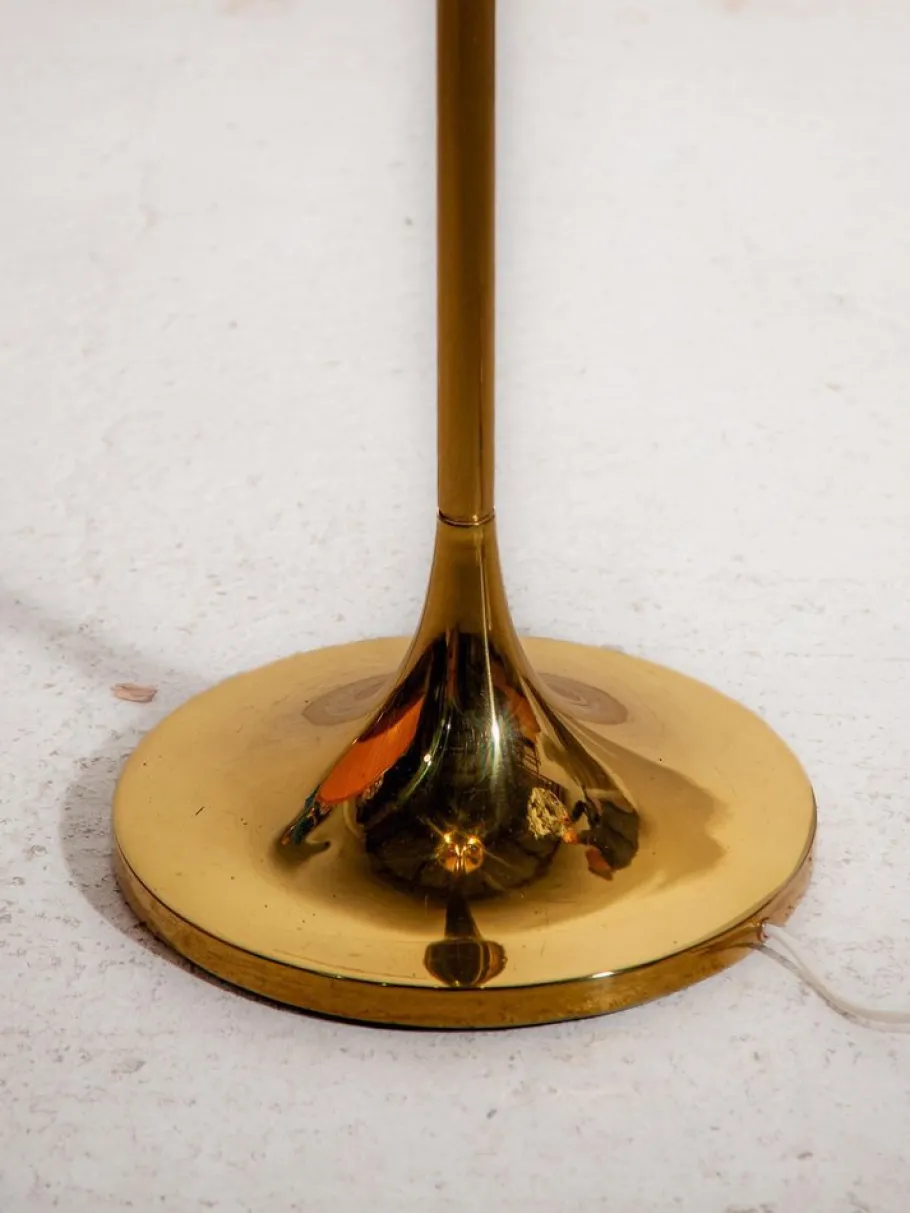 Best Pamono Large Brass & Opaline Glass Globe Floor Lamp, Germany, 1970s