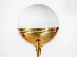 Best Pamono Large Brass & Opaline Glass Globe Floor Lamp, Germany, 1970s