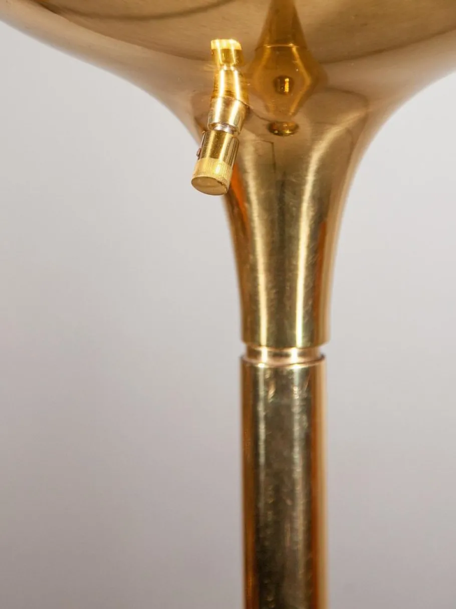 Best Pamono Large Brass & Opaline Glass Globe Floor Lamp, Germany, 1970s