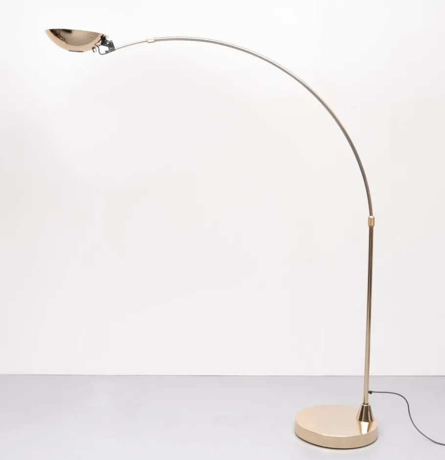 Pamono Large Brass Arc Lamp by Leonardo Marelli, 1980s