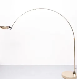 Pamono Large Brass Arc Lamp by Leonardo Marelli, 1980s