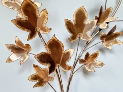 Best Pamono Large Brass Brutalist Wall Light with Branches and Maple Leaves, 1970