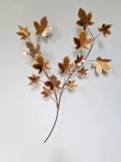 Best Pamono Large Brass Brutalist Wall Light with Branches and Maple Leaves, 1970