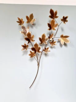 Best Pamono Large Brass Brutalist Wall Light with Branches and Maple Leaves, 1970