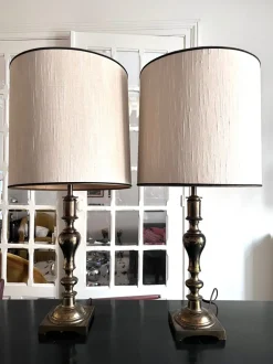 Best Pamono Large Brass Table Lamps from Stiffel, 1960s, Set of 2