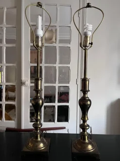 Best Pamono Large Brass Table Lamps from Stiffel, 1960s, Set of 2